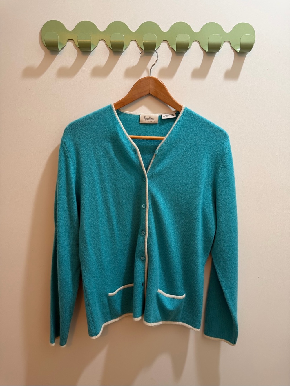 100% Cashmere Vintage Neiman Marcus Cardigan with Cream Trim